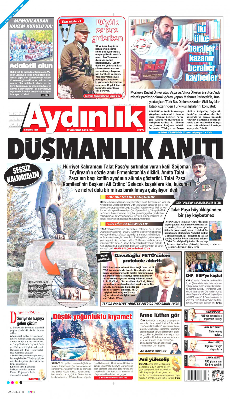 Aydınlık Gazetesi Gazetesi 27 Ağustos 2019 Salı