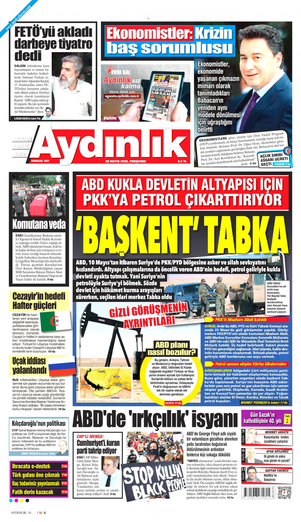 Aydınlık Gazetesi Gazetesi 28 Mayıs 2020 Perşembe