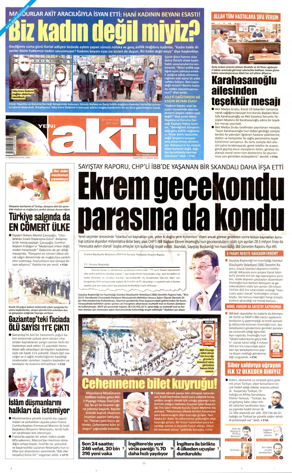 Yeni Akit Gazetesi Aral K Pazartesi