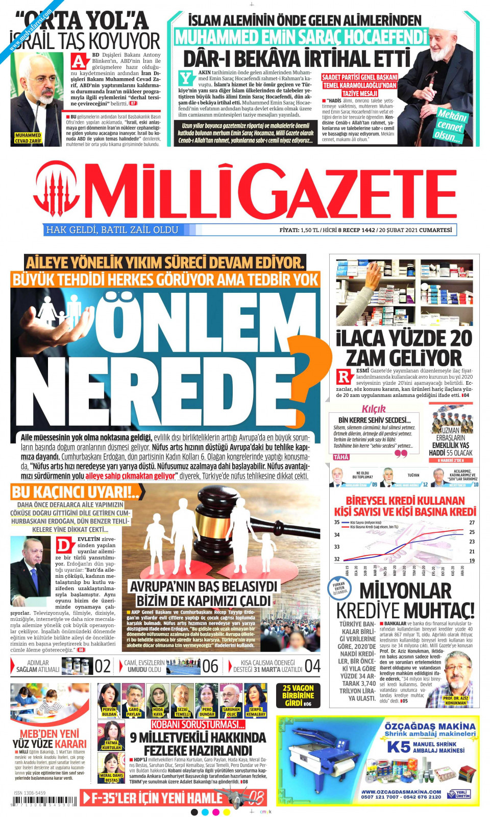 Milli Gazete Gazetesi Ubat Cumartesi