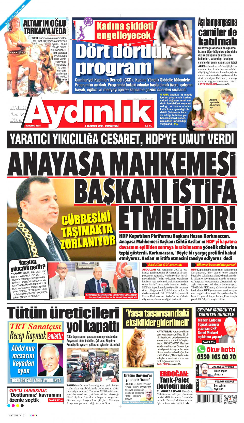 Aydınlık Gazetesi Gazetesi 03 Temmuz 2021 Cumartesi