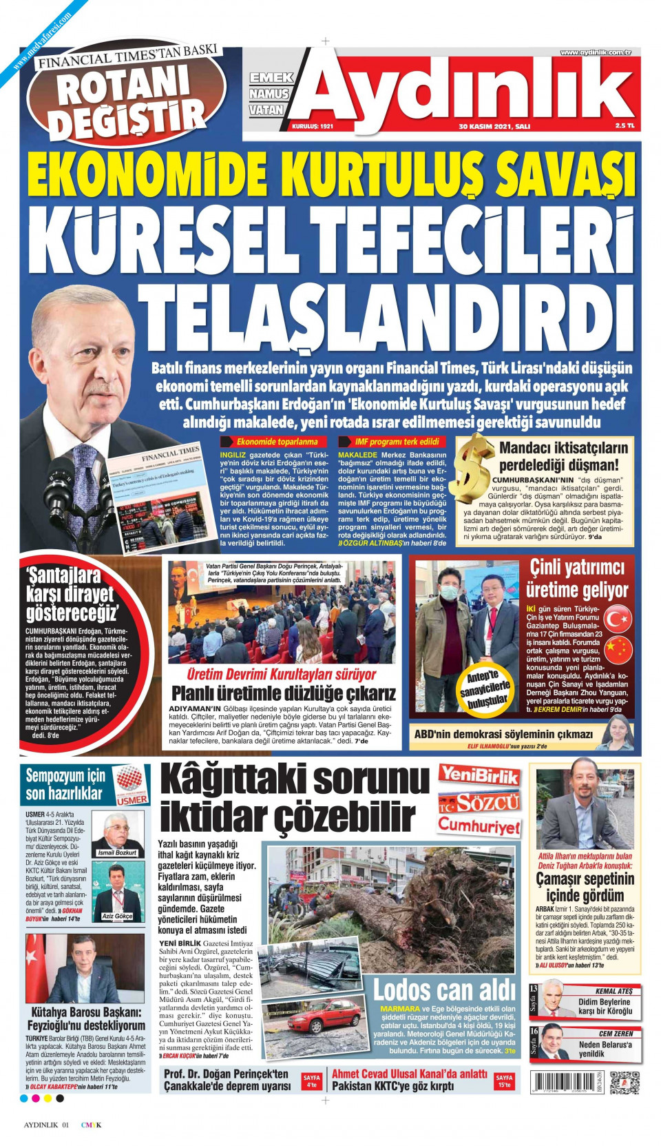 Aydınlık Gazetesi Gazetesi 30 Kasım 2021 Salı