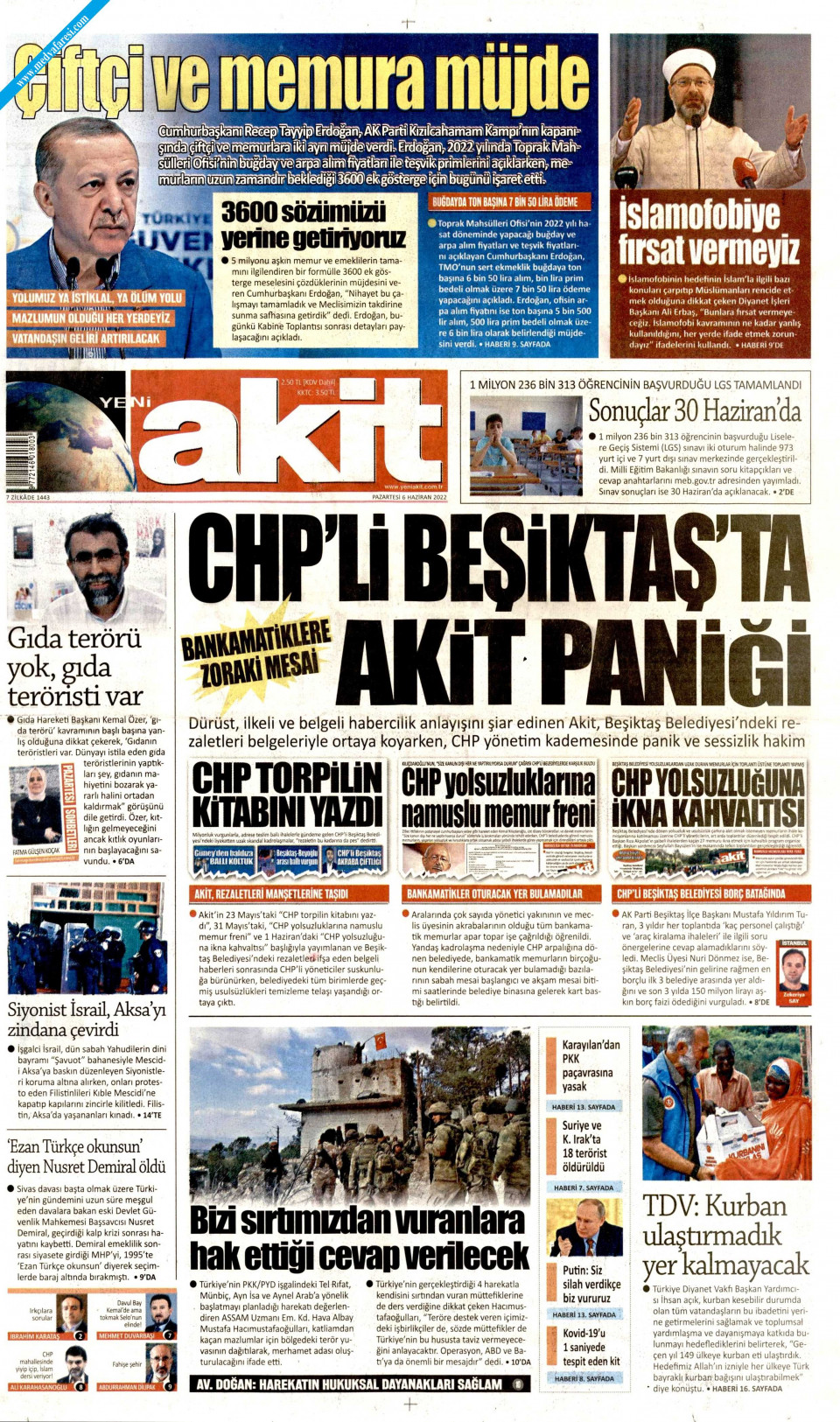 Yeni Akit Gazetesi Haziran Pazartesi