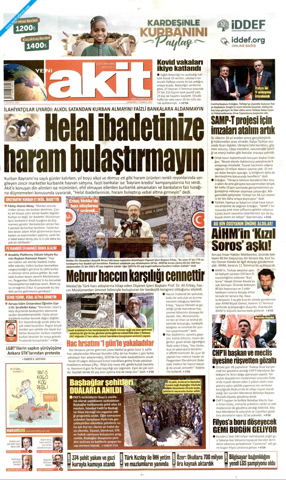 Yeni Akit Gazetesi 06 Temmuz 2022 Çarşamba