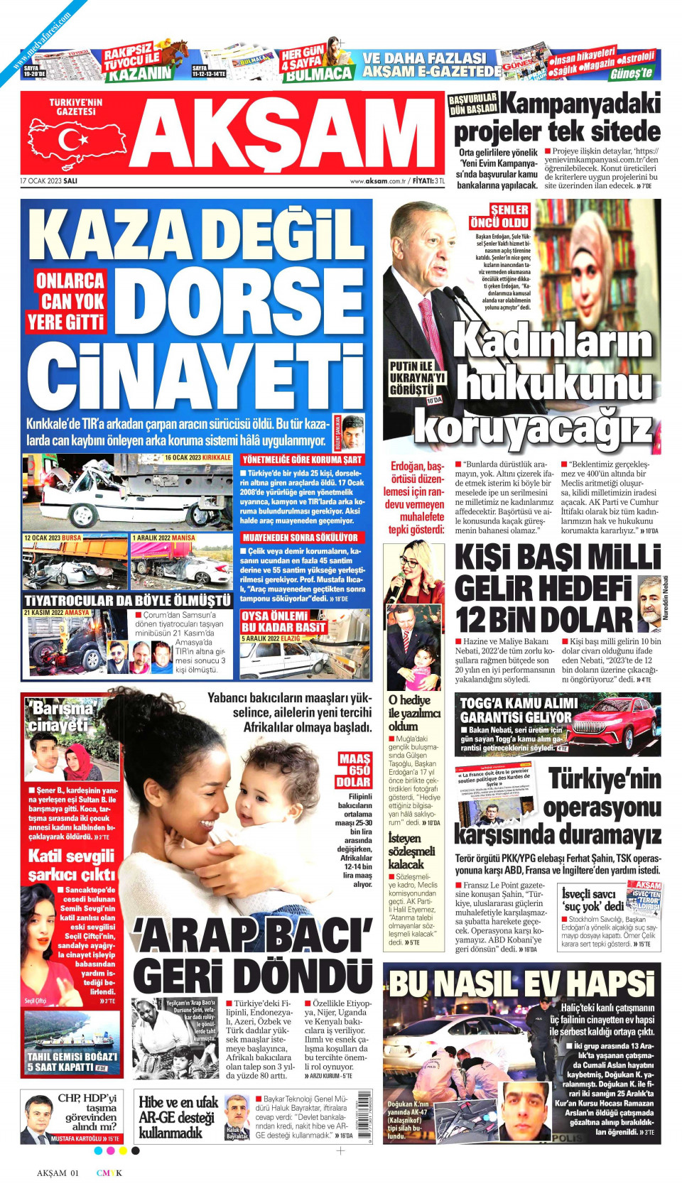 Akşam Gazetesi 17 Ocak 2023 Salı