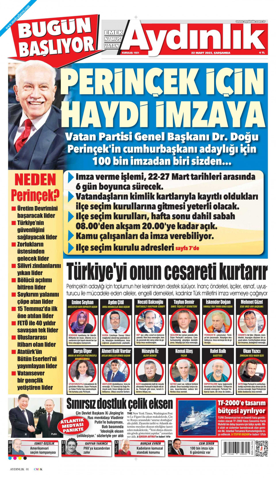 Aydınlık Gazetesi Gazetesi 22 Mart 2023 Çarşamba