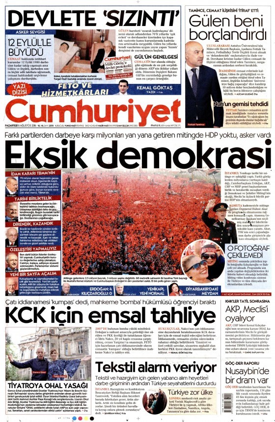 Yenikapı'daki tarihi miting gazete manşetlerine nasıl yansıdı? - Resim: 4
