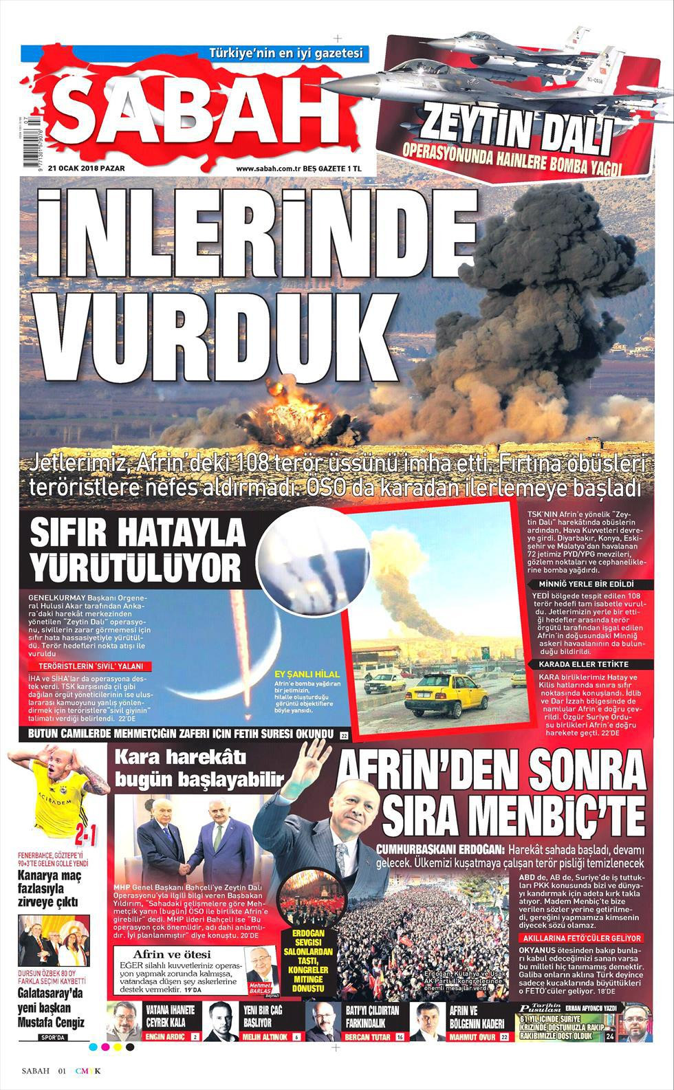 Gazeteler Afrin harekatını manşetlerine nasıl taşıdı? - Resim: 3