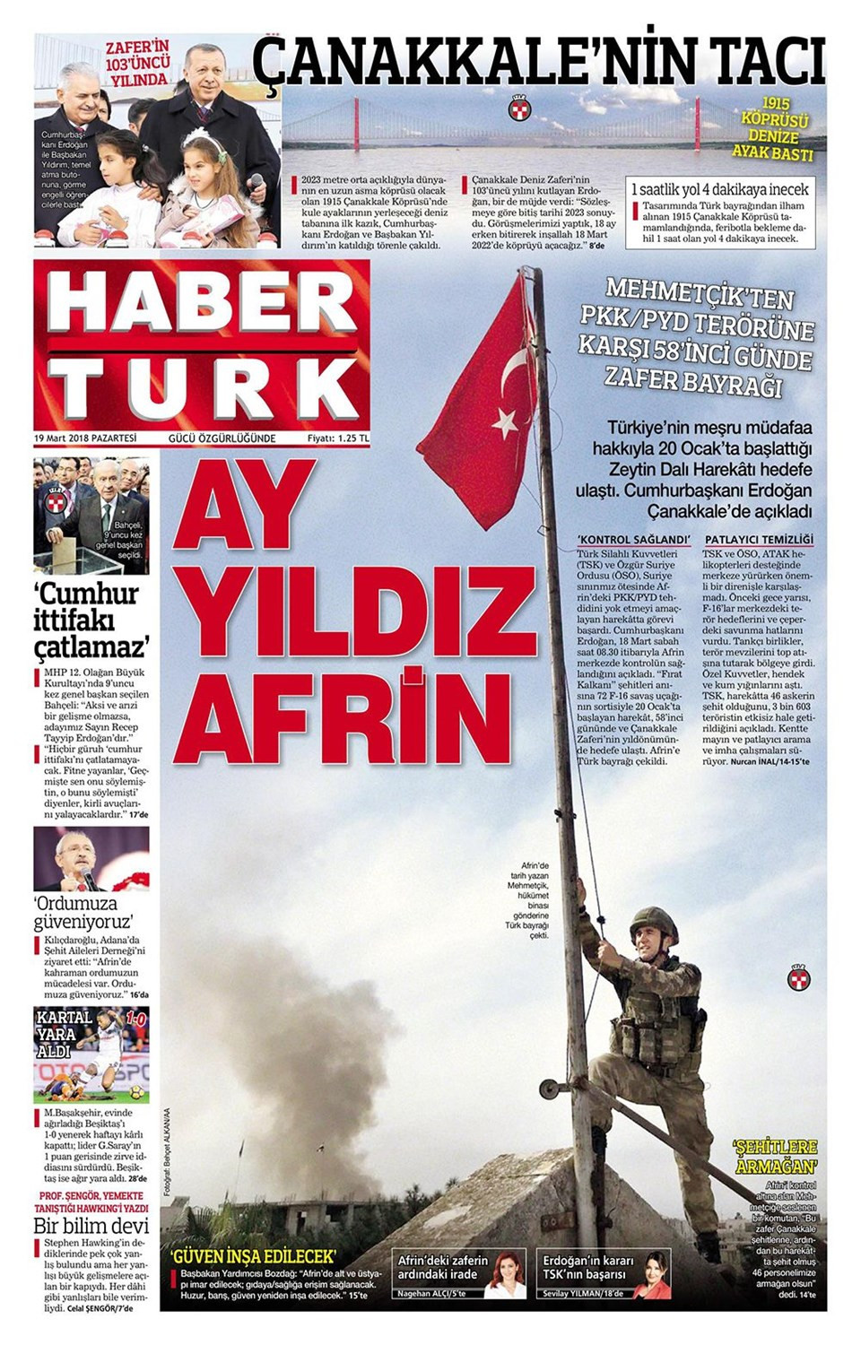 Afrin zaferini gazeteler nasıl gördü? 19 Mart 2018 Türk basını - Resim: 2