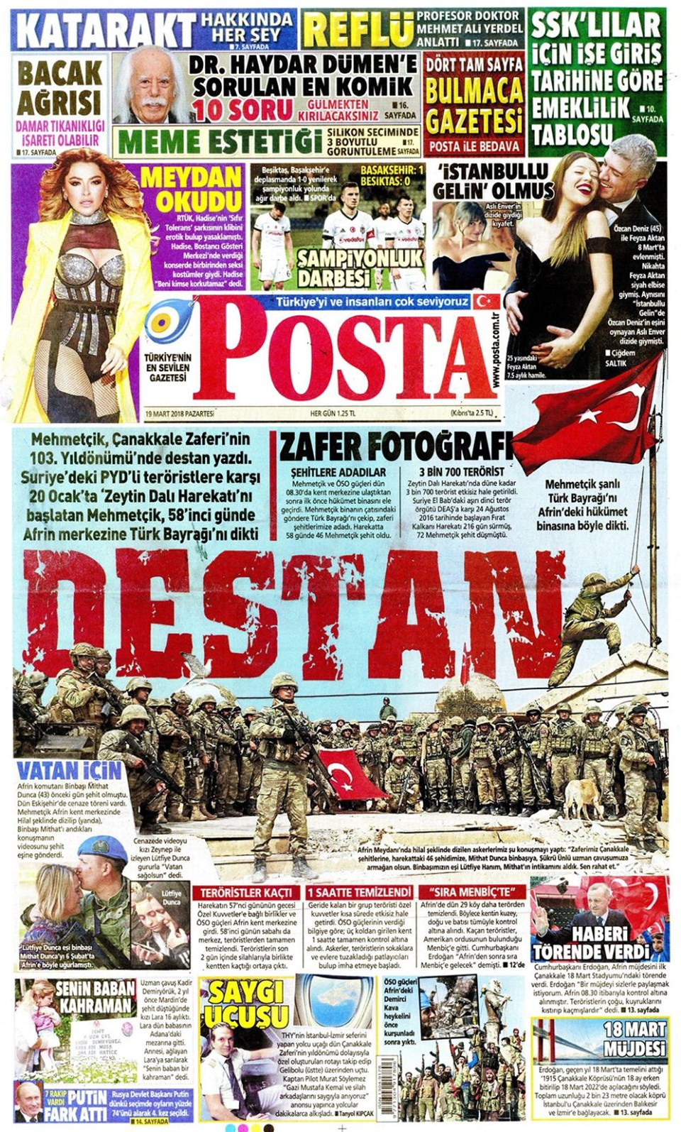 Afrin zaferini gazeteler nasıl gördü? 19 Mart 2018 Türk basını - Resim: 4