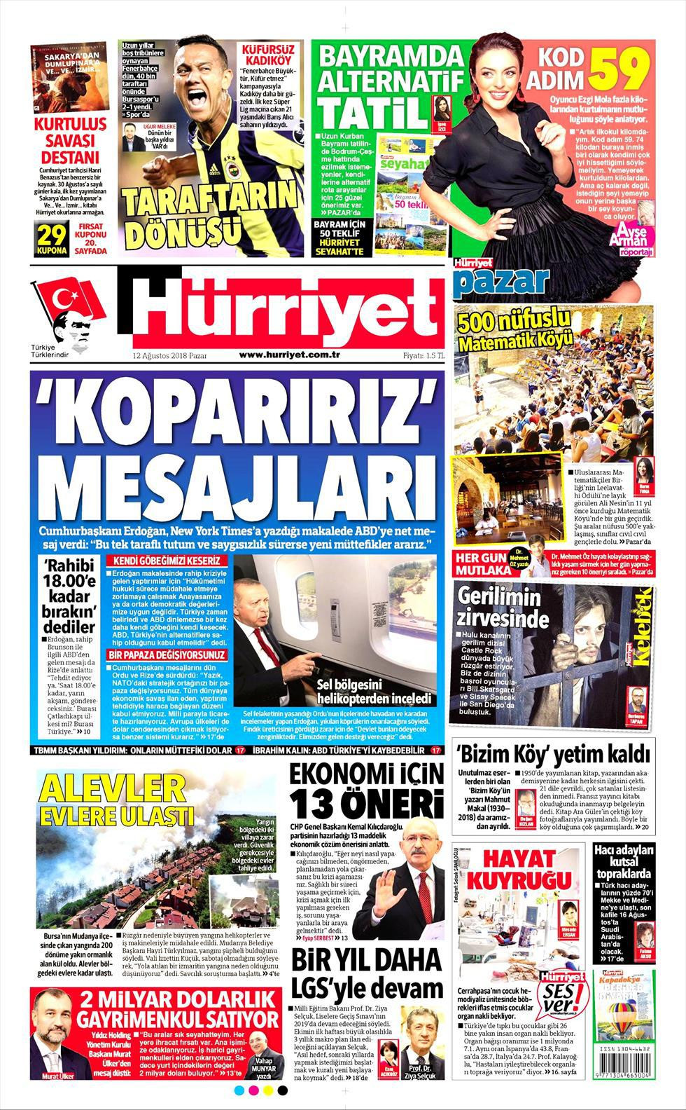 Erdoğan'ın ABD'ye restini gazeteler nasıl gördü? - Resim: 1