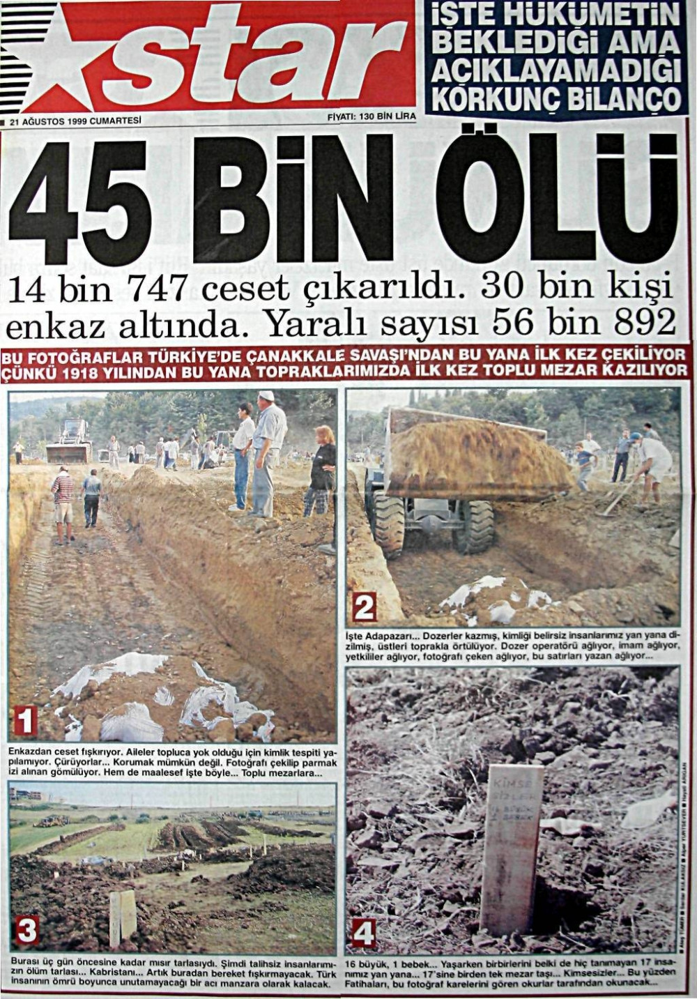 17 Ağustos 1999 depreminin ardından atılan gazete manşetleri - Resim: 2