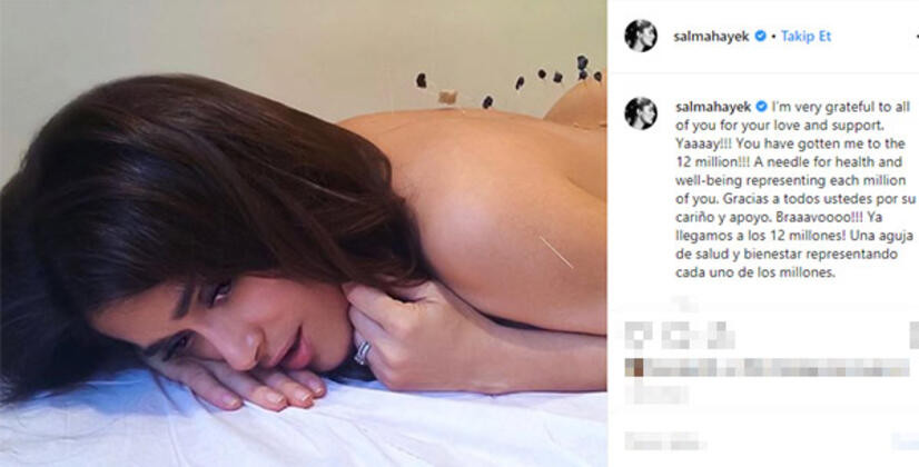 Salma Hayek'in çıplak pozu instagramı salladı - Resim: 2