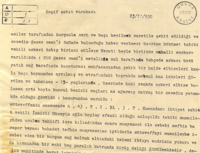 89. yıl dönümünde arşiv belgelerine göre Asteğmen Mustafa Fehmi Kubilay'ın katledilişi! - Resim: 3