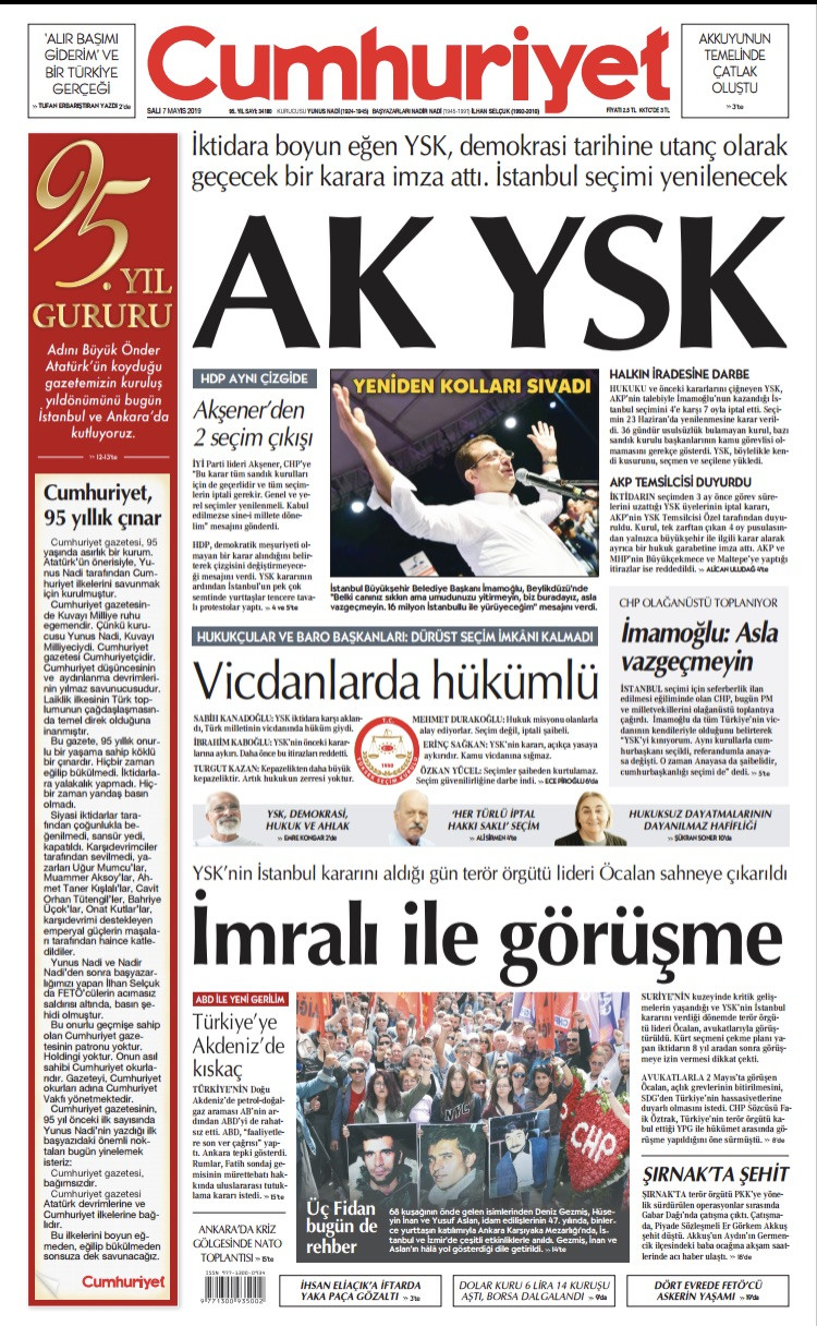 YSK’nın İstanbul seçimini iptal kararını hangi gazete nasıl gördü? - Resim: 1