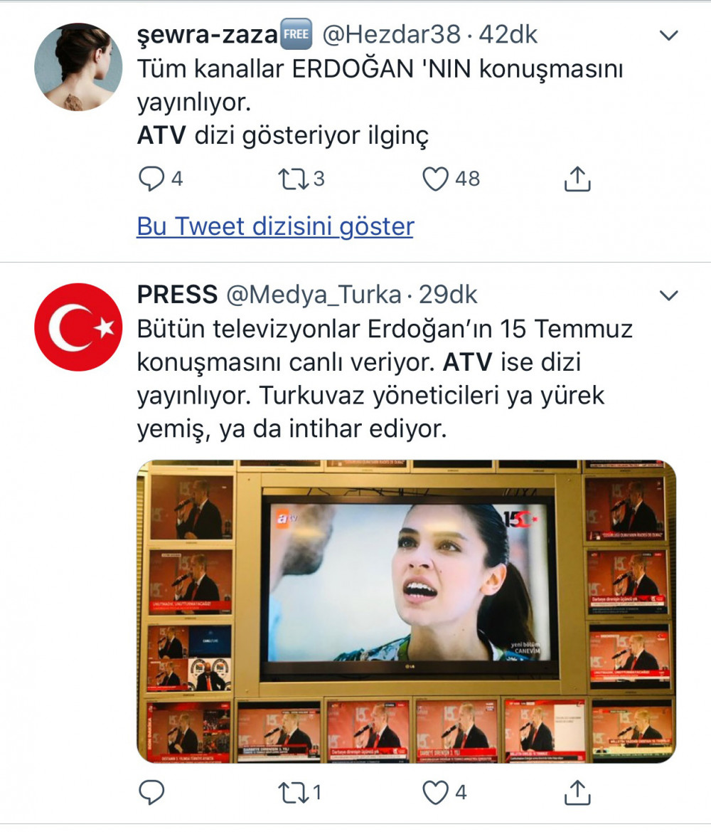 Atv Cumhurbaşkanı Erdoğan'ın 15 Temmuz anma konuşması yerine dizi yayınladı! - Resim: 2
