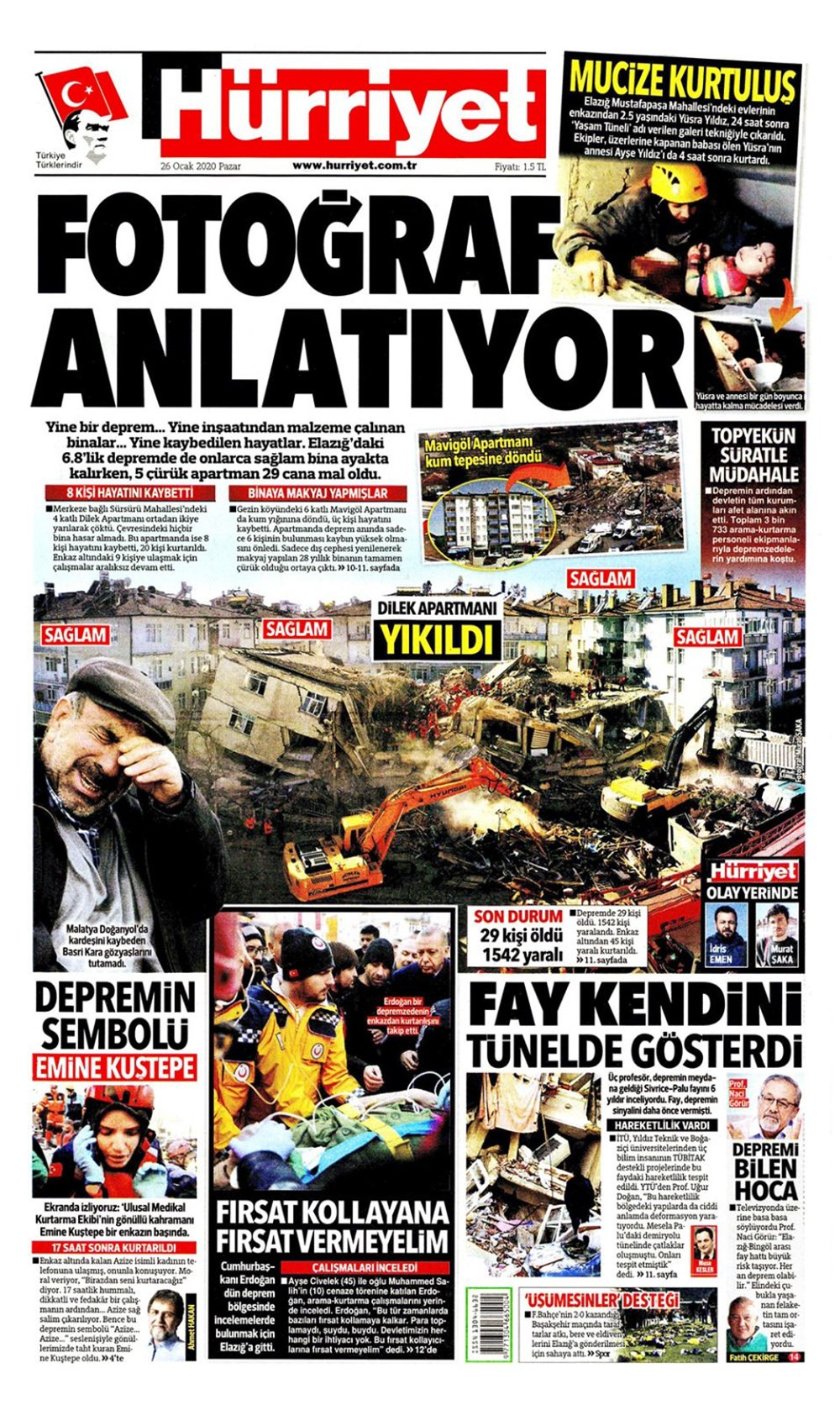 Elazığ depremi gazete manşetlerinde! 26 Ocak 2020 gazete manşetleri - Resim: 3