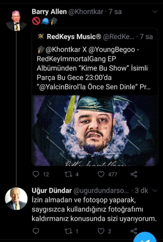 Rapçi Khontkar'ın yaptığı fotoşopa Uğur Dündar'dan sert yanıt: Uyarıyorum.. - Resim: 2