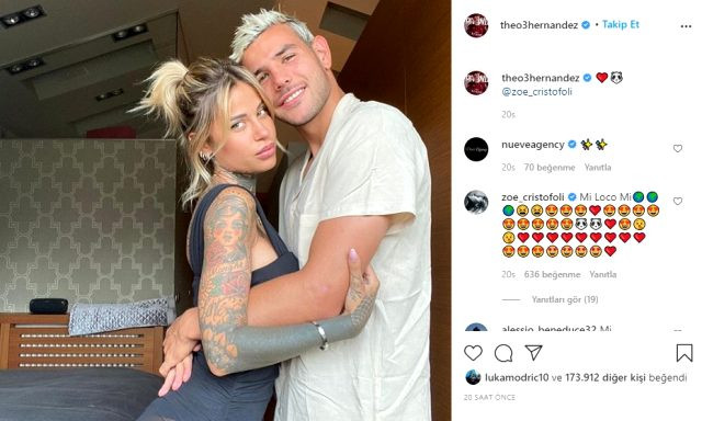 Milan'ın sol beki Hernandez, Zoe Cristofoli ile yaşadığı aşkı ilan etti! - Resim: 1