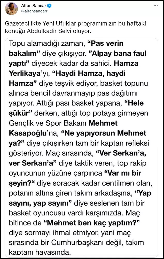 Köşesinde Erdoğan'ın Basketbolunu Analiz Eden Selvi, Alay Konusu Oldu - Resim: 2