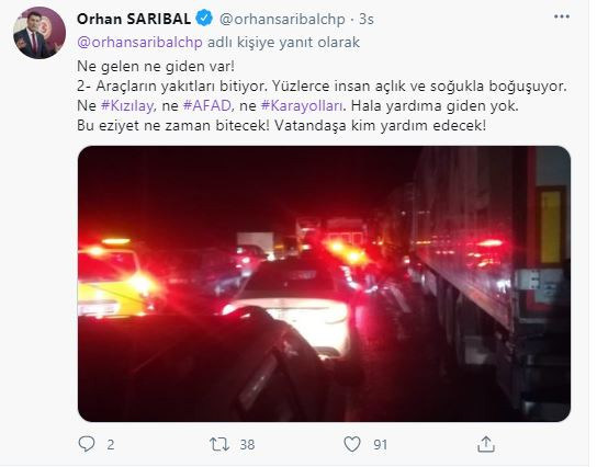 İzmir İstanbul Otoyolu Çöktü İnsanlar 17 Saattir Açlık ve Soğukla Boğuşuyor - Resim: 3
