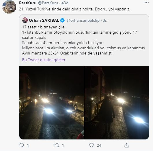 İzmir İstanbul Otoyolu Çöktü İnsanlar 17 Saattir Açlık ve Soğukla Boğuşuyor - Resim: 4