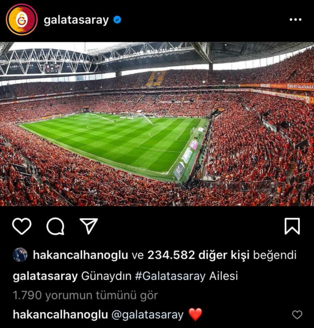 Hakan Çalhanoğlu Kalp Emojili Paylaşımıyla Galatasaray taraftarını Coşturdu - Resim: 3