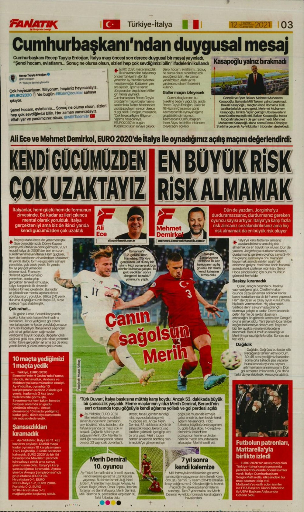 Türkiye, EURO 2020'ye Yenilgiyle Başladı: İşte Günün Spor Manşetleri - Resim: 3