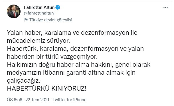 Fahrettin Altun'un Eleştirisi Sonrası HaberTürk AKP ve MHP'nin Hedefinde - Resim: 3