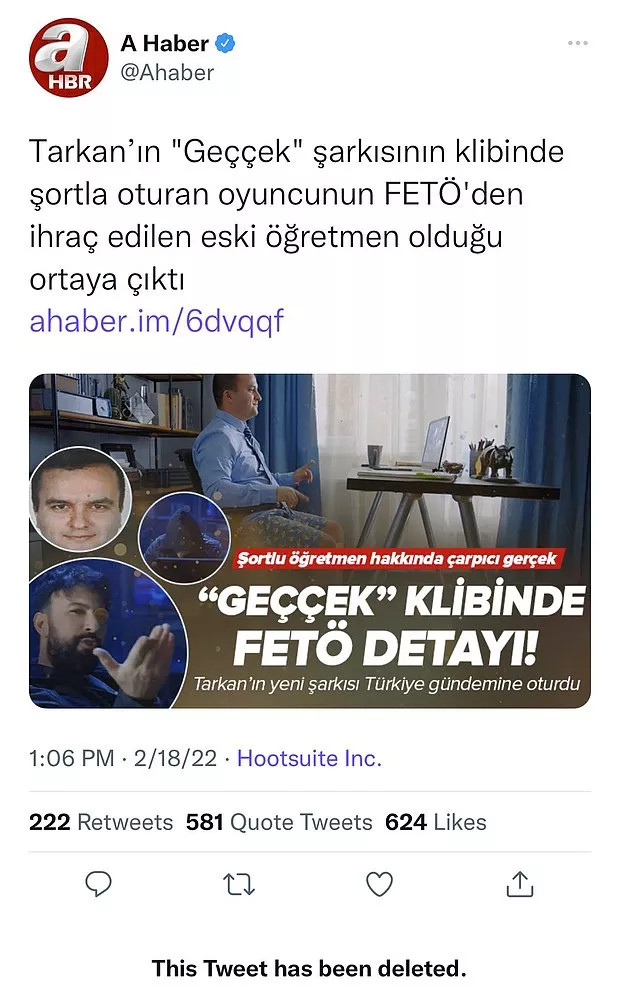 A Haber Tarkan'ın Şarkısıyla İlgili Paylaşımını Sildi - Resim: 3