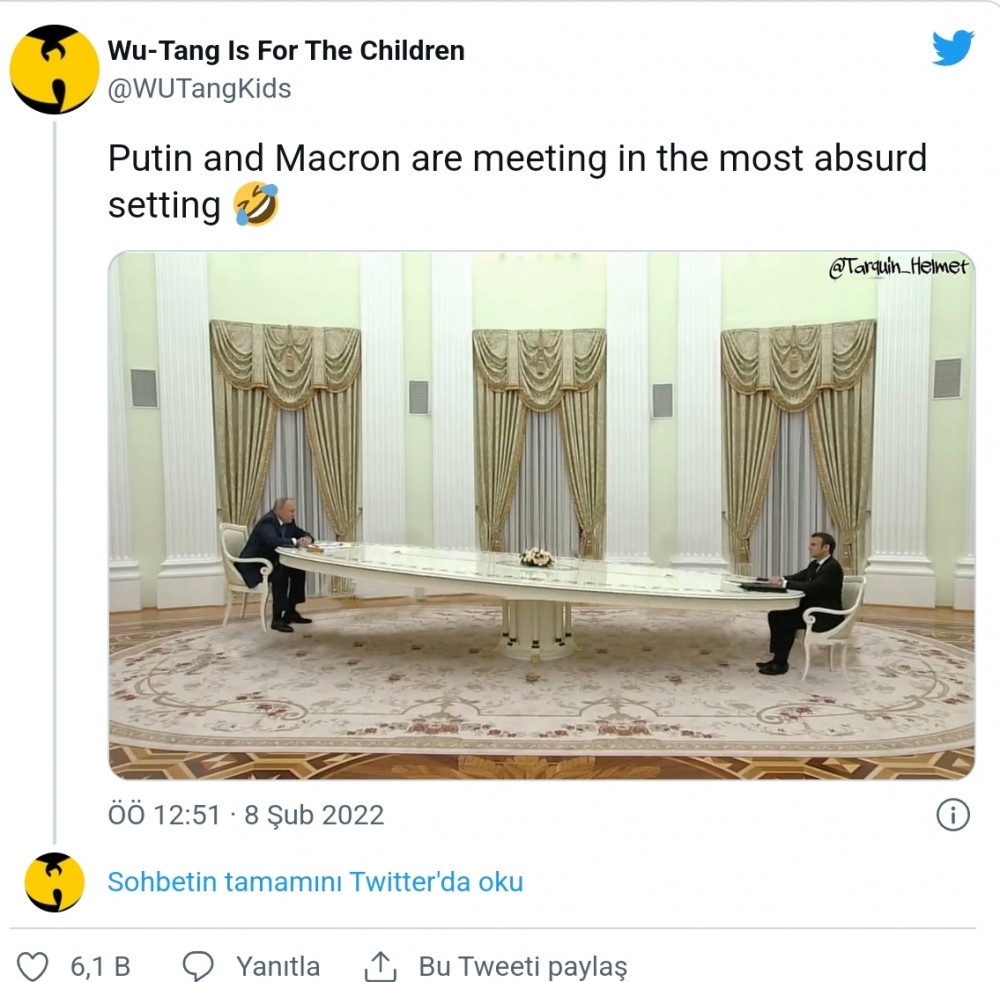 Macron ve Putin'in Oturduğu Masa Sosyal Medyanın Gündeminde - Resim: 3