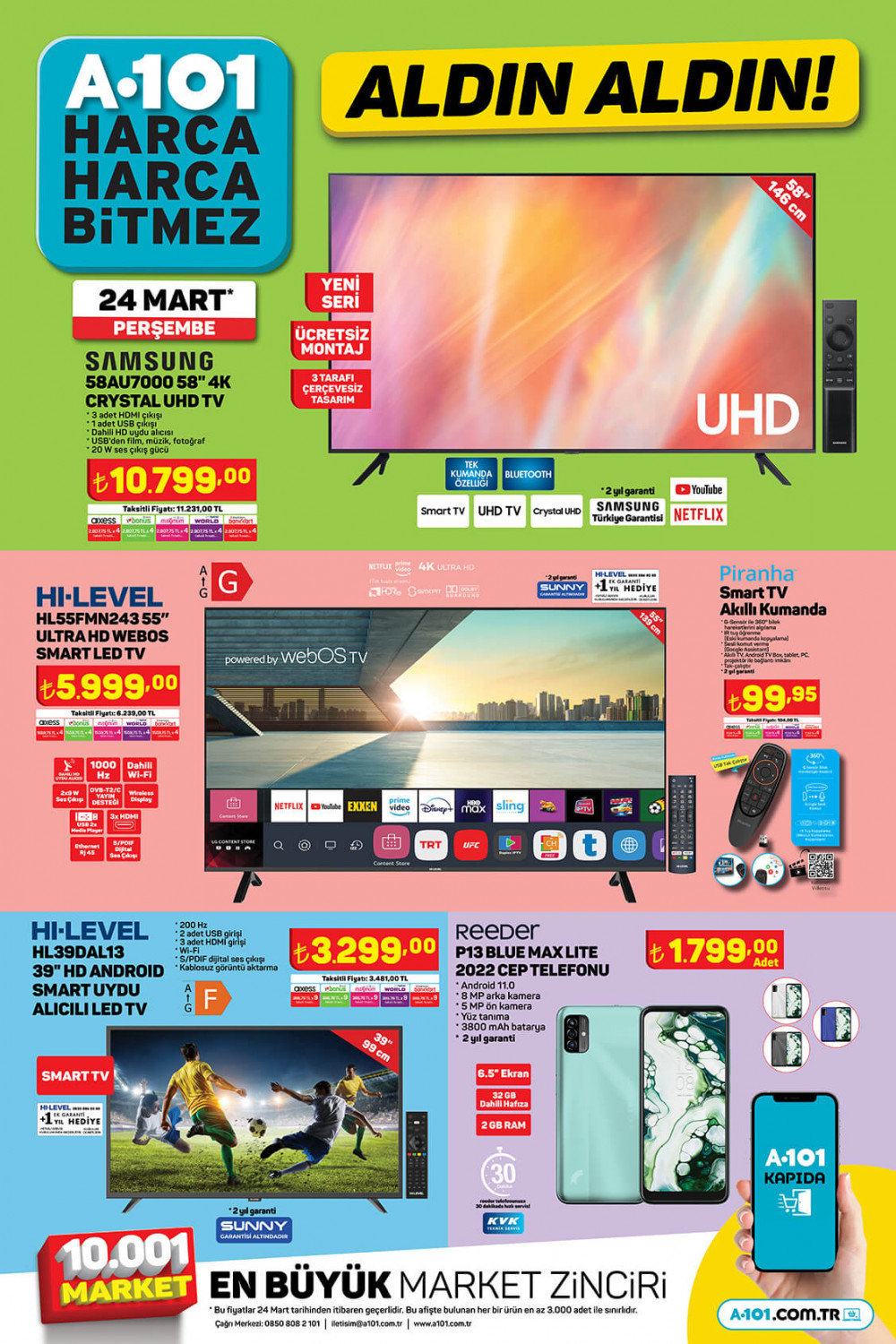 SON DAKİKA 24 MART 2022  A101 İNDİRİMLİ TEKNOLOJİK ÜRÜNLER KATALOĞU: A101 Samsung Smart TV, SEG NF 483 No-Frost Buzdolabı, Pıranha Akıllı Saat Fiyatları - Resim: 1