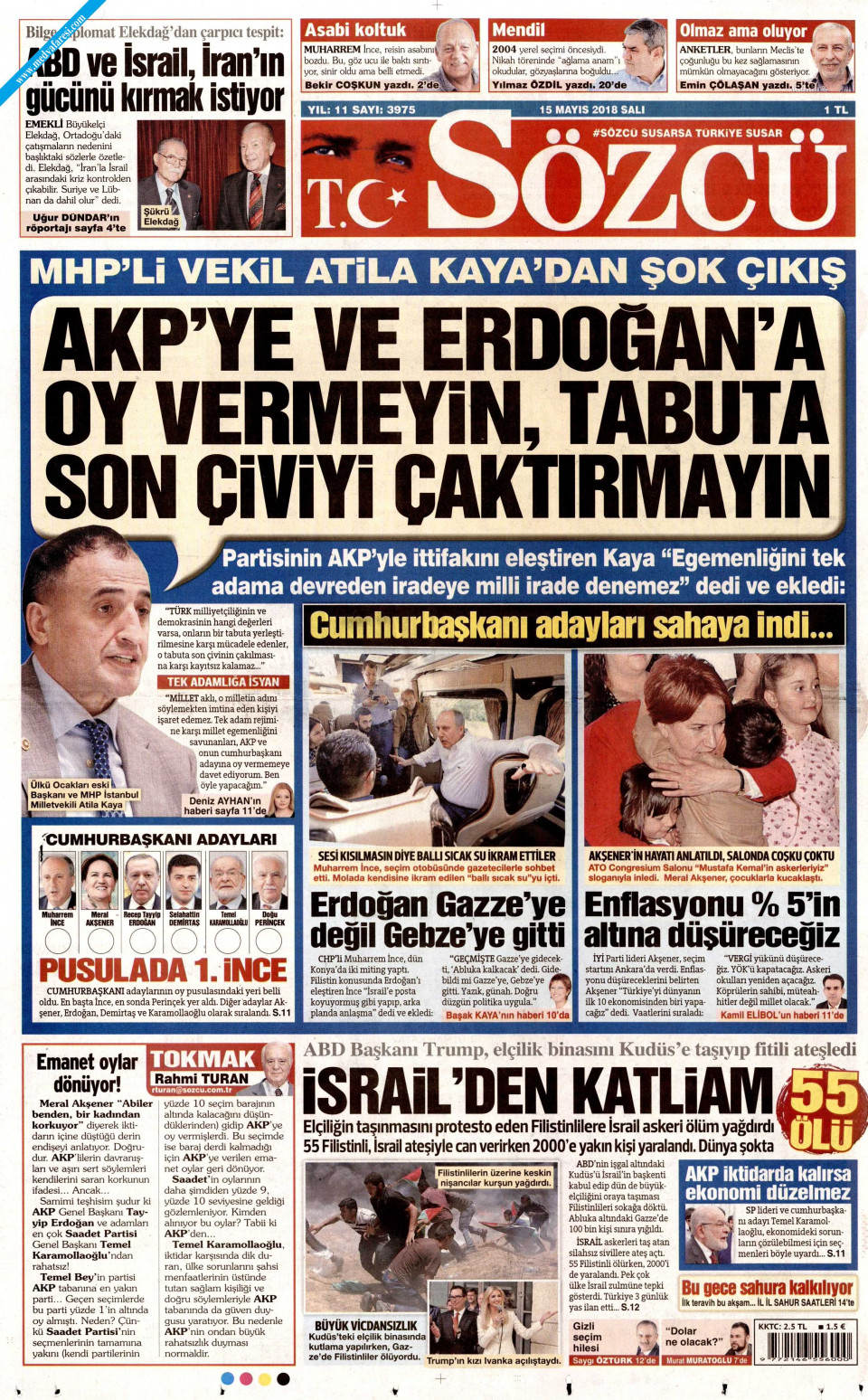 Sözcü Gazetesi - 15 Mayıs 2018 Salı
