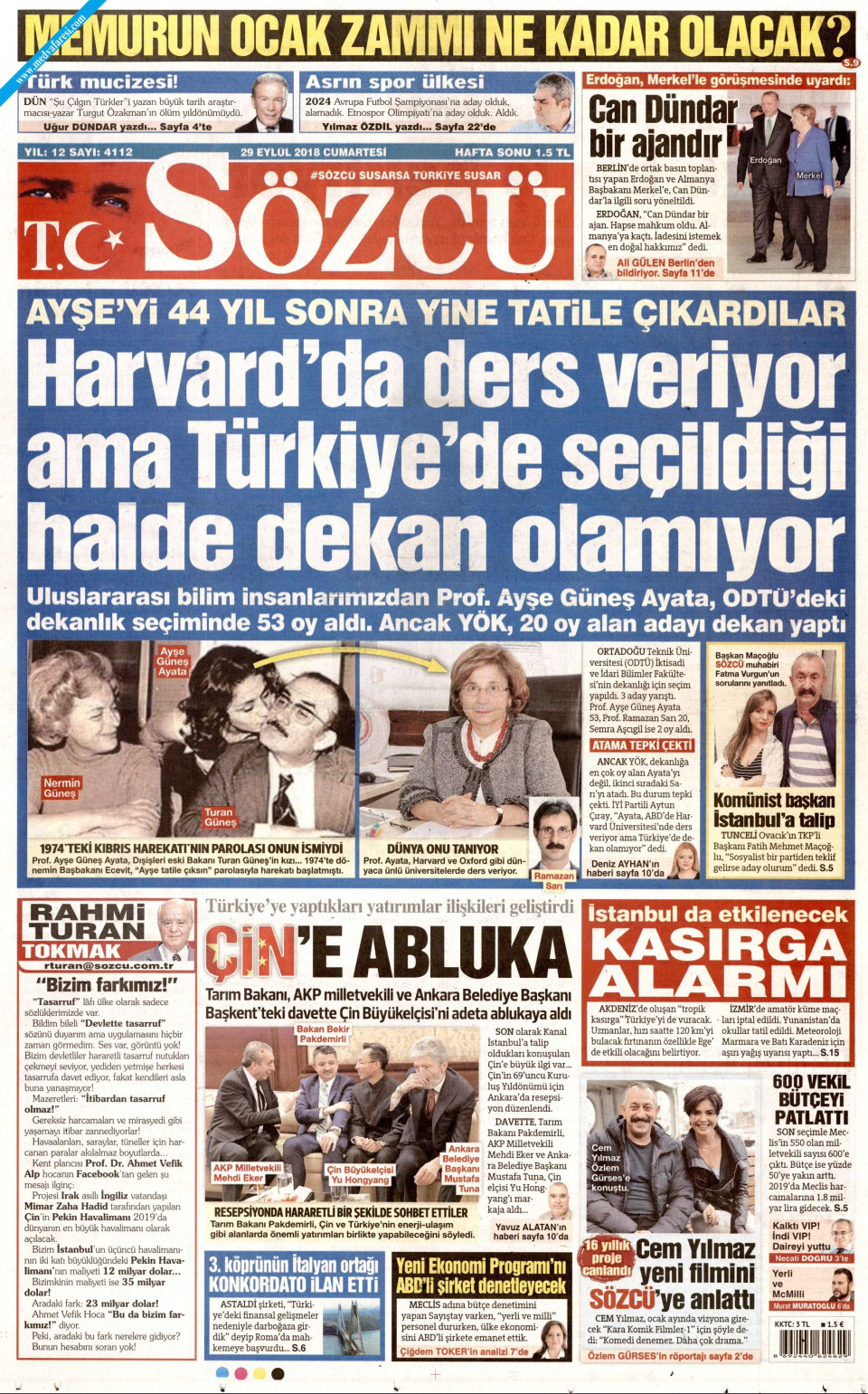 Sözcü Gazetesi - 29 Eylül 2018 Cumartesi