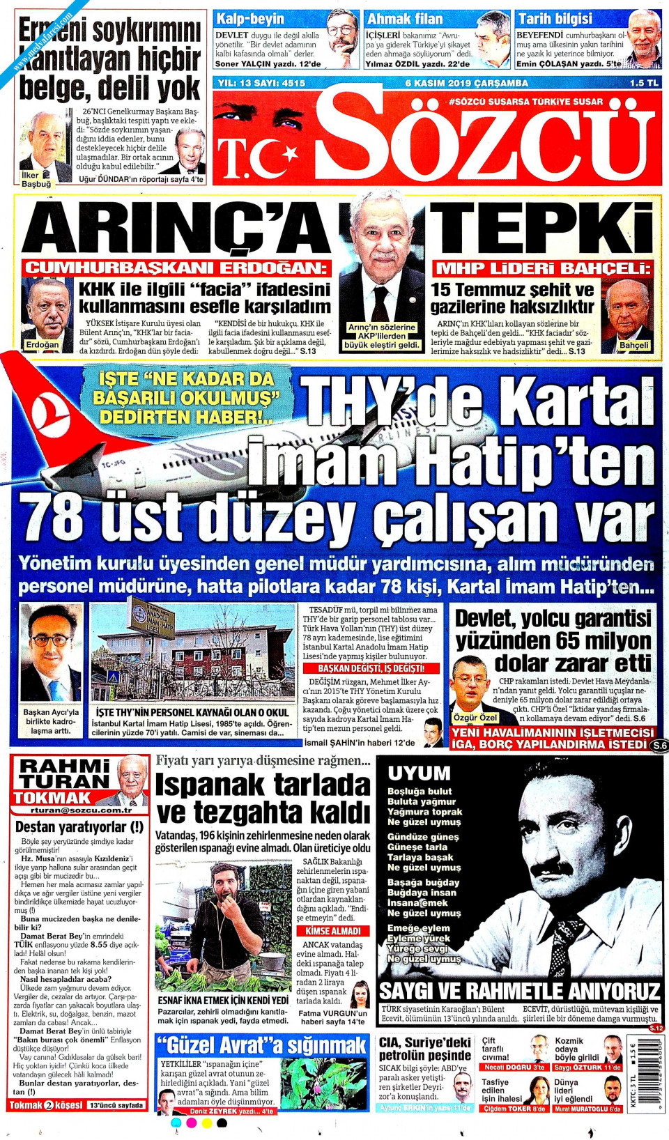 Sözcü Gazetesi - 06 Kasım 2019 Çarşamba