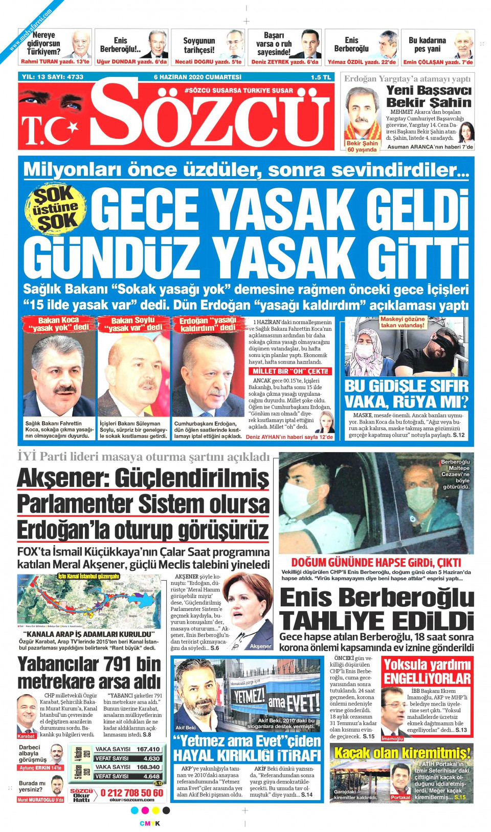 Sözcü Gazetesi - 06 Haziran 2020 Cumartesi