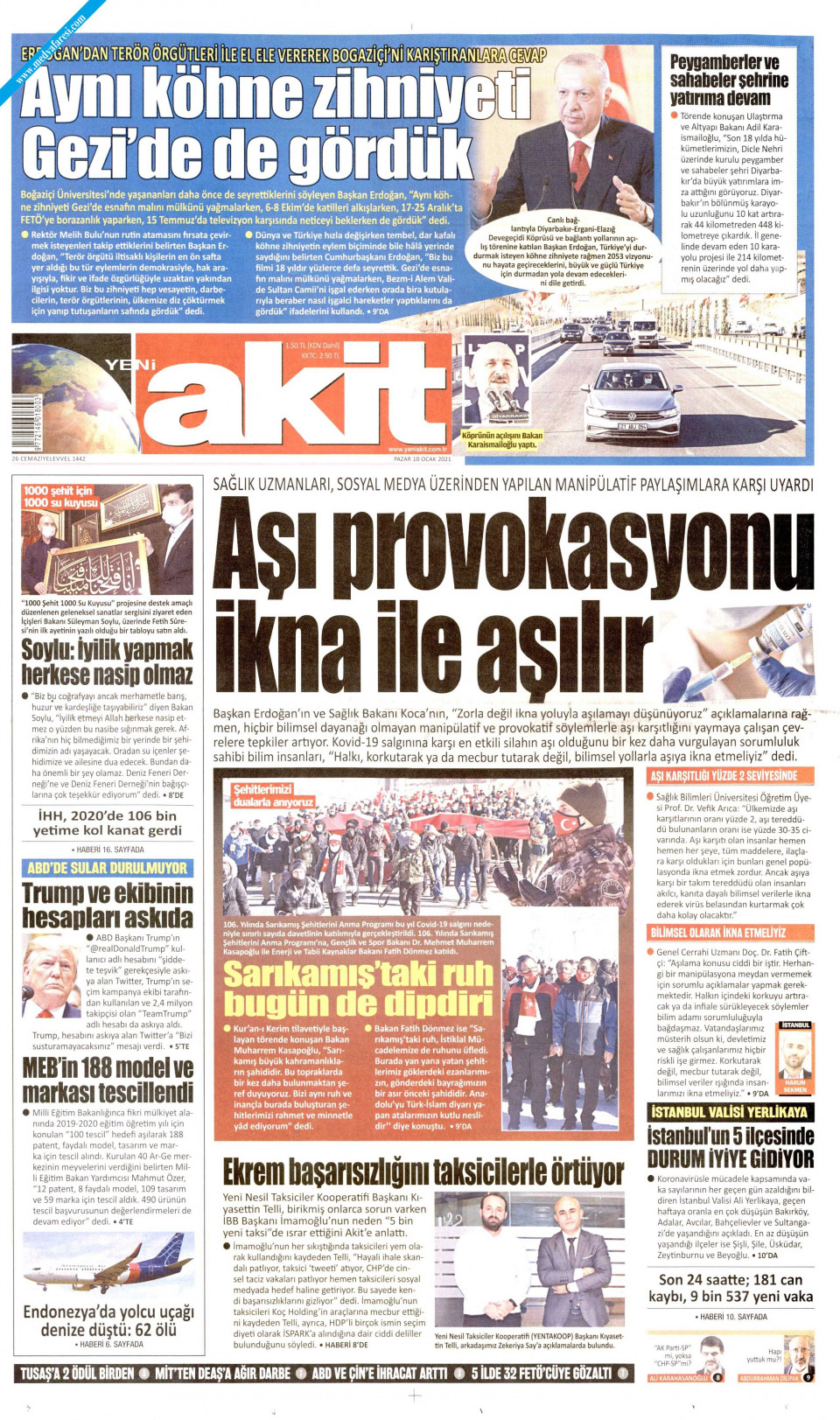 Yeni Akit Gazetesi - 10 Ocak 2021 Pazar