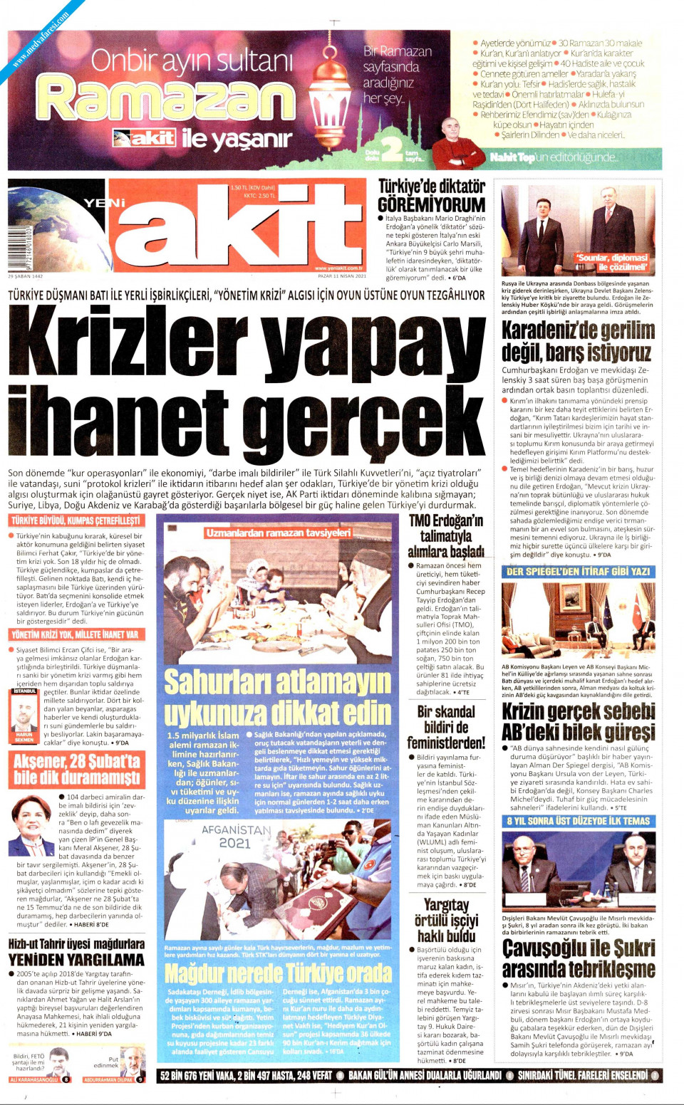 Yeni Akit Gazetesi 11 Nisan 2021 Pazar