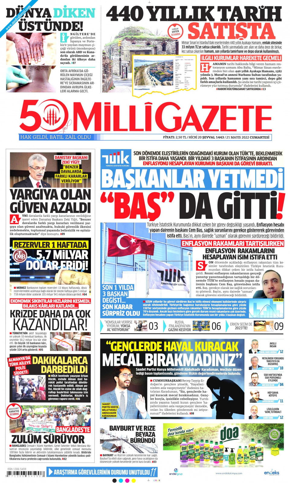 Milli Gazete Gazetesi - 21 Mayıs 2022 Cumartesi