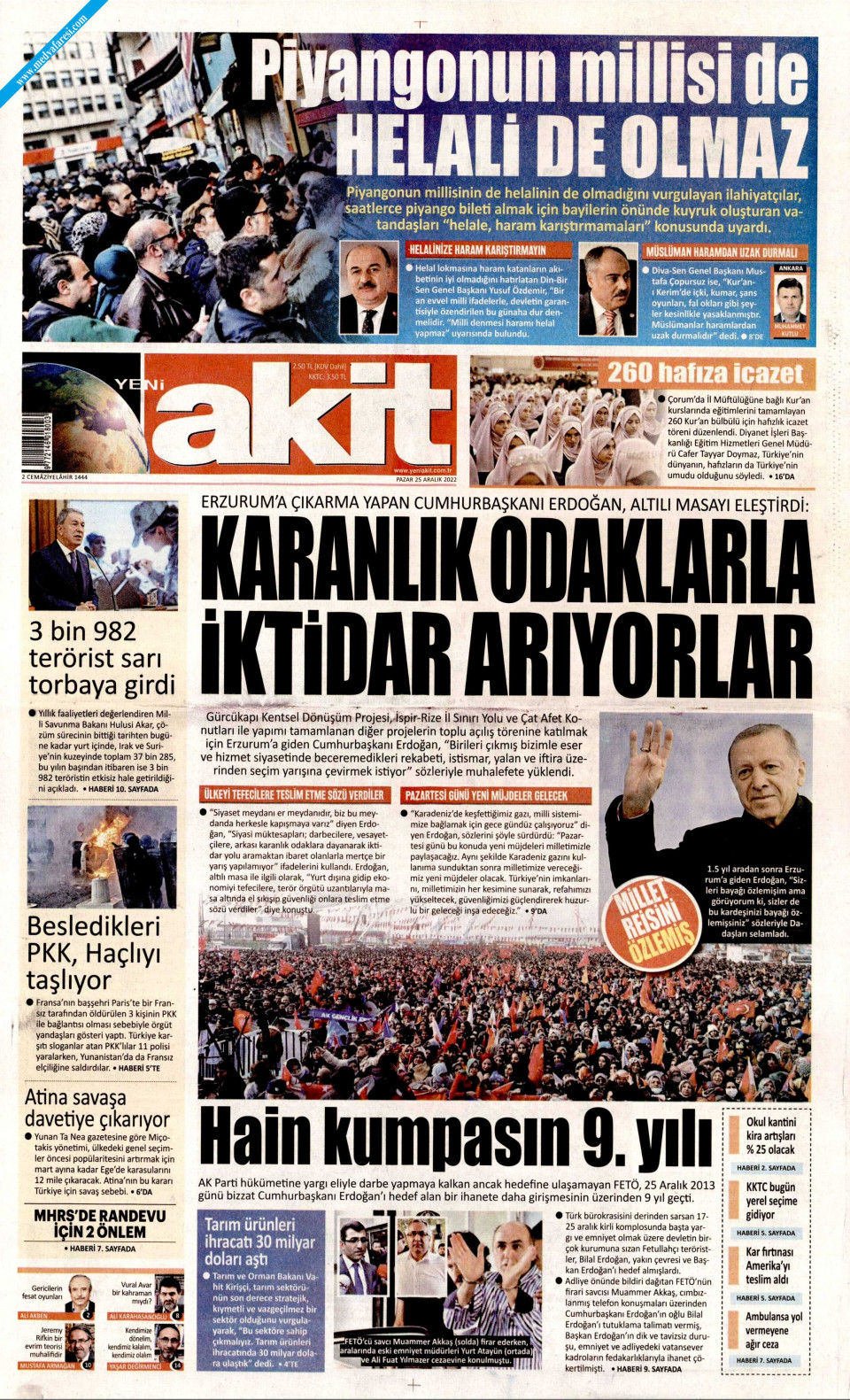 Yeni Akit Gazetesi 25 Aral k 2022 Pazar