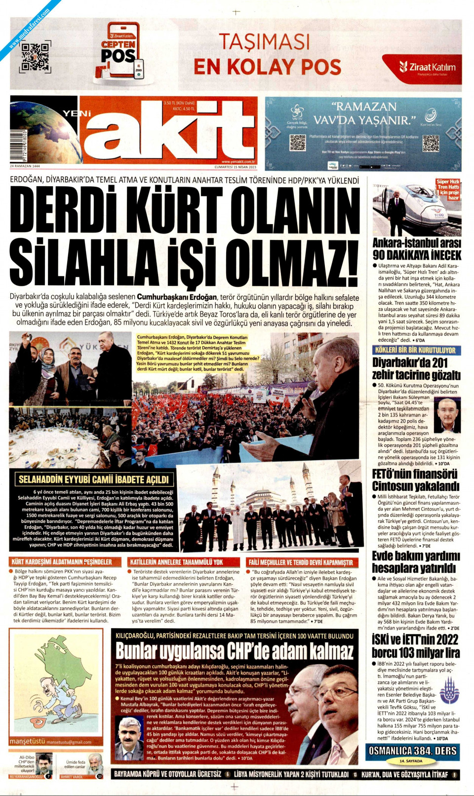 Yeni Akit Gazetesi - 15 Nisan 2023 Cumartesi