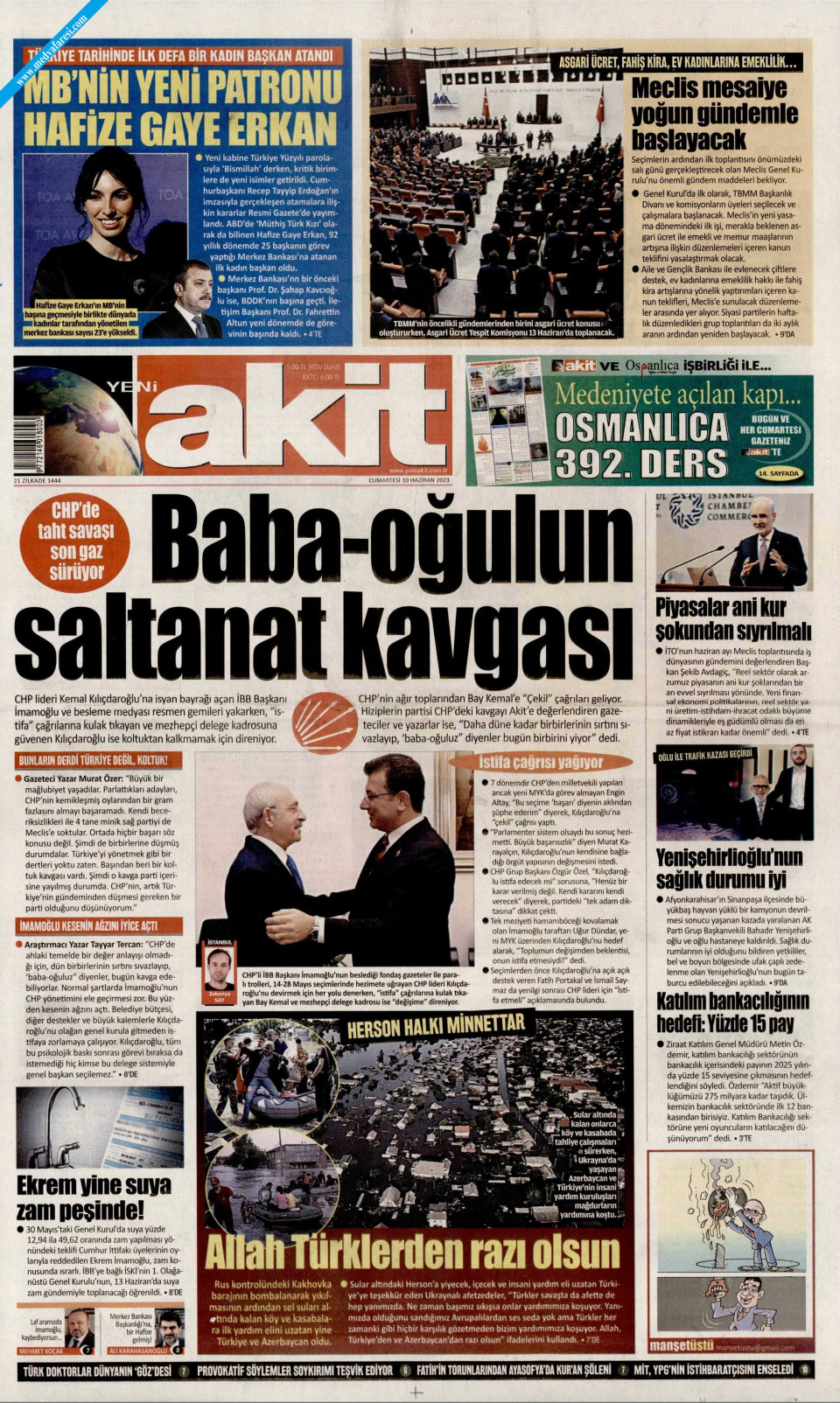 Yeni Akit Gazetesi - 10 Haziran 2023 Cumartesi